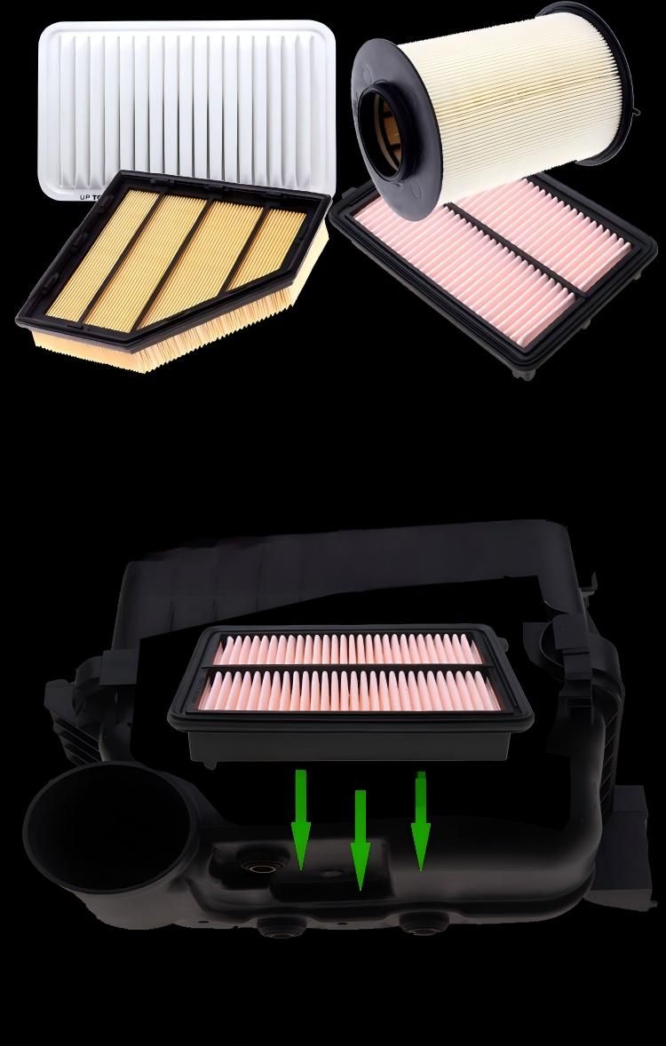 Engine air filter being installed in an off-road vehicle engine bay